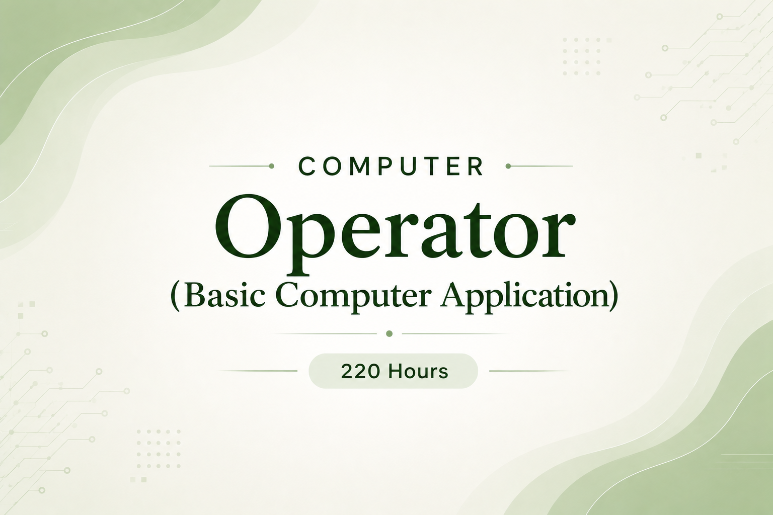 Computer Operator / Basic Computer Application